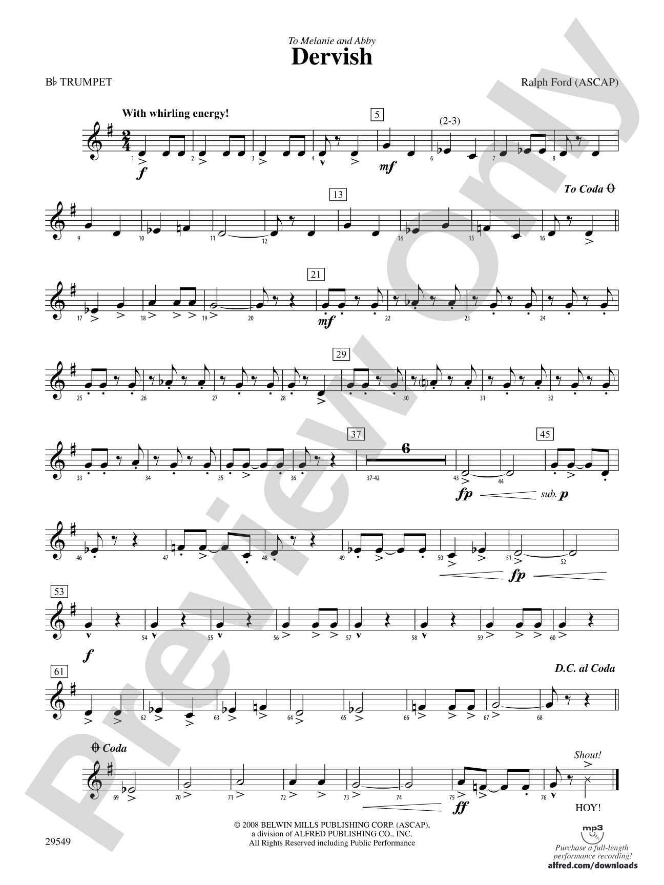 Dervish: 1st B-flat Trumpet