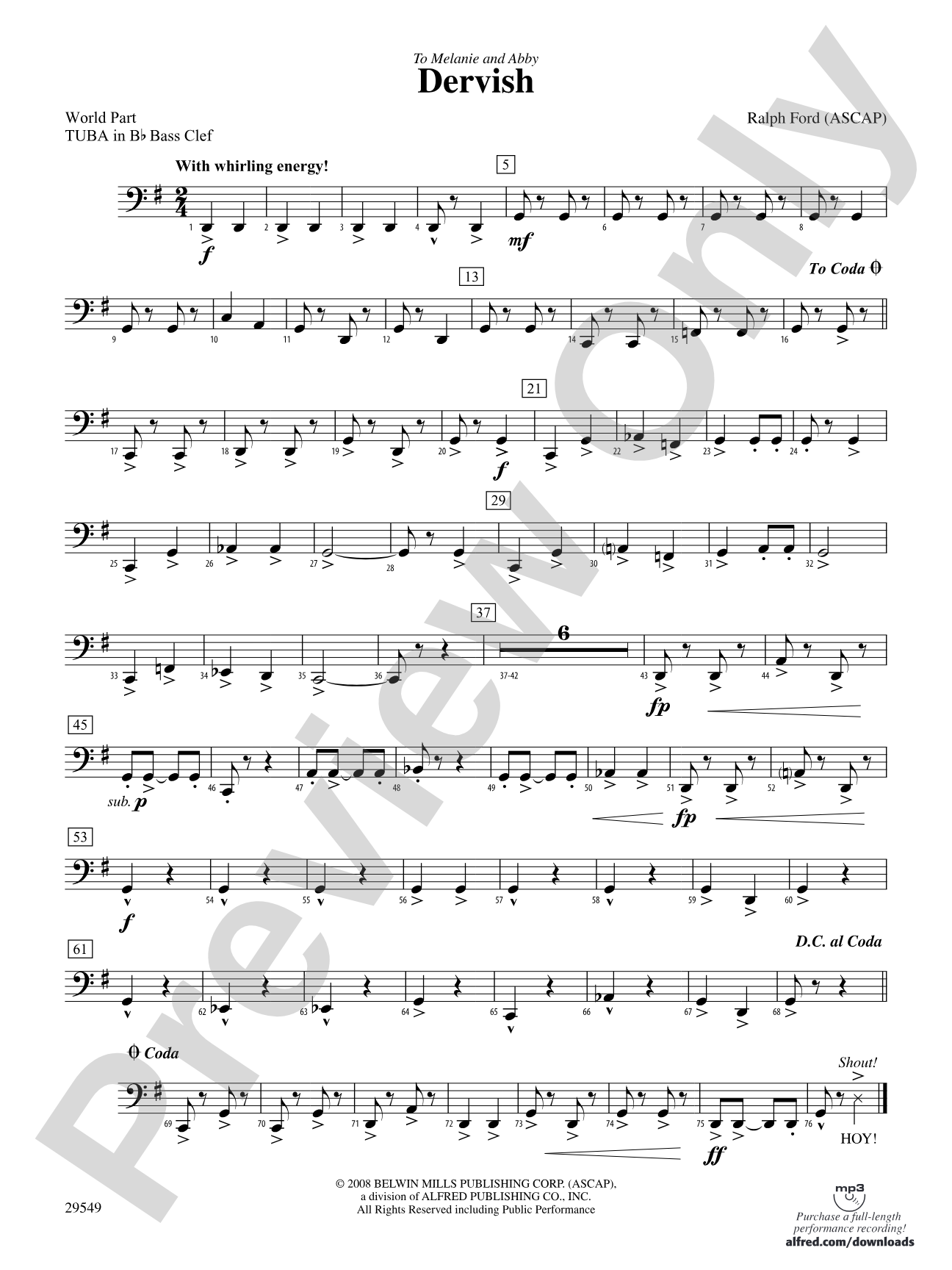 Dervish: (wp) B-flat Tuba B.C.