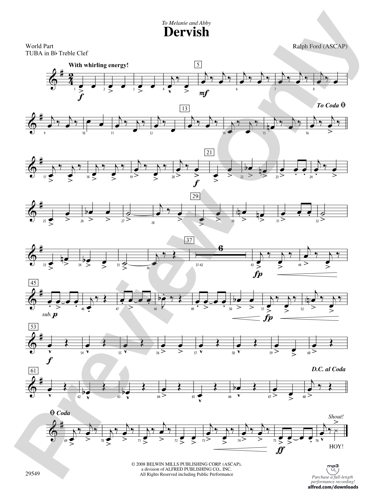 Dervish: (wp) B-flat Tuba T.C.