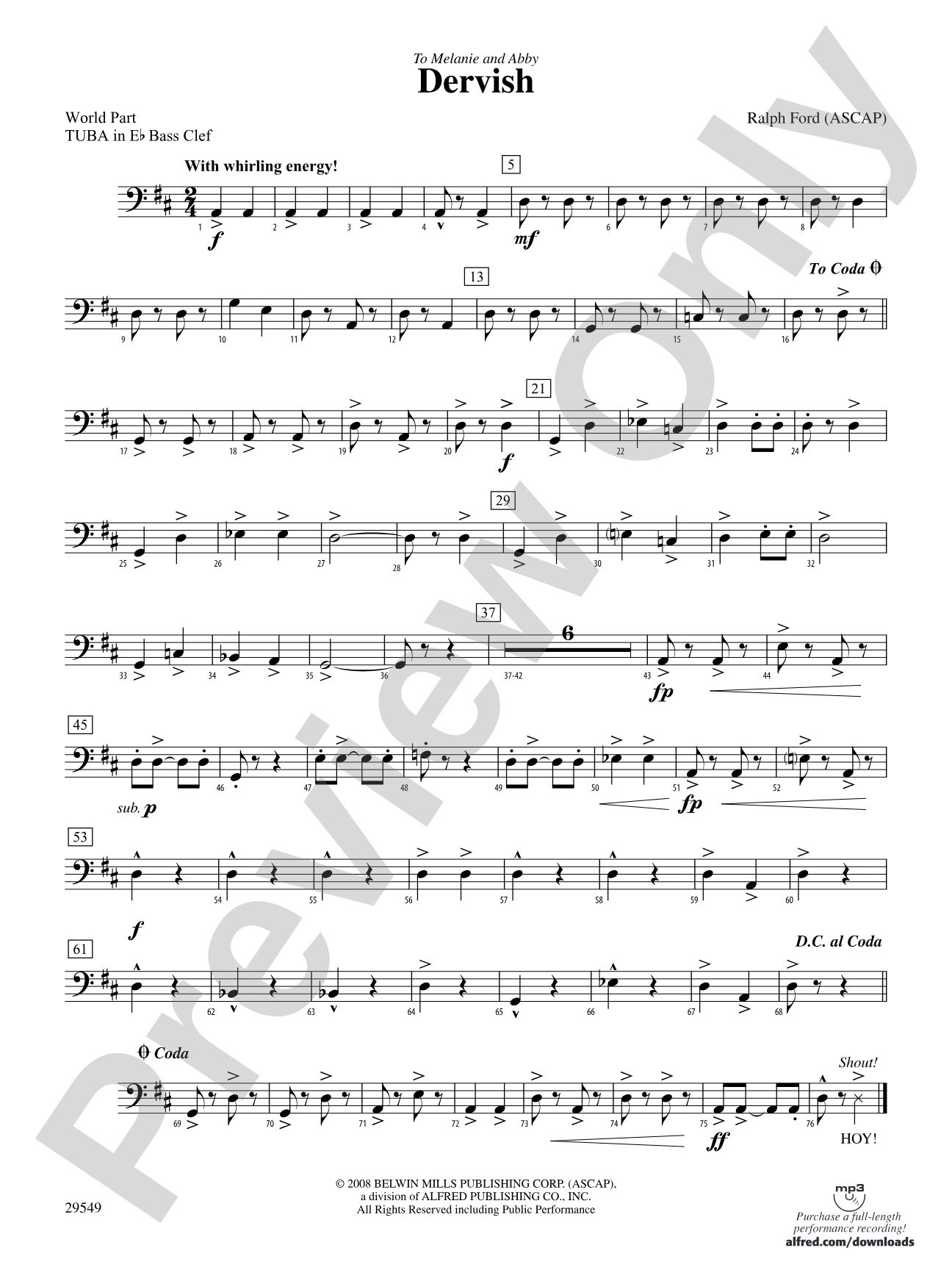 Dervish: (wp) E-flat Tuba B.C.