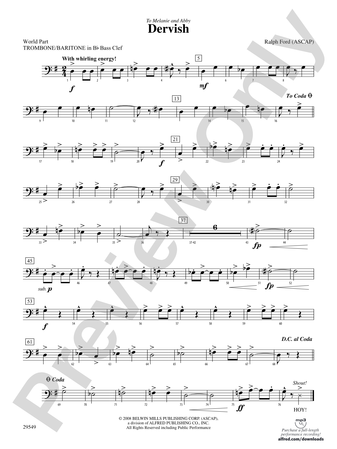 Dervish: (wp) 1st B-flat Trombone B.C.