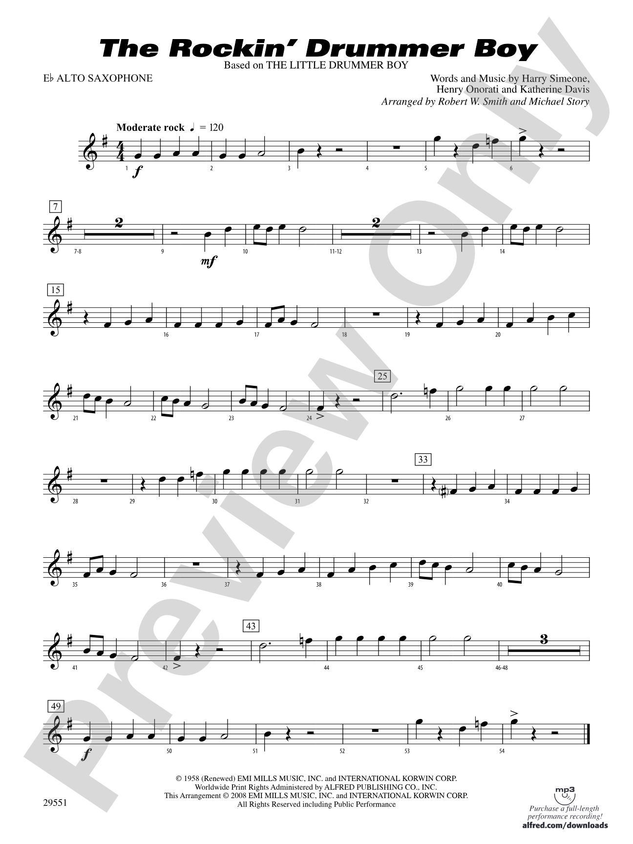 The Rockin' Drummer Boy: E-flat Alto Saxophone