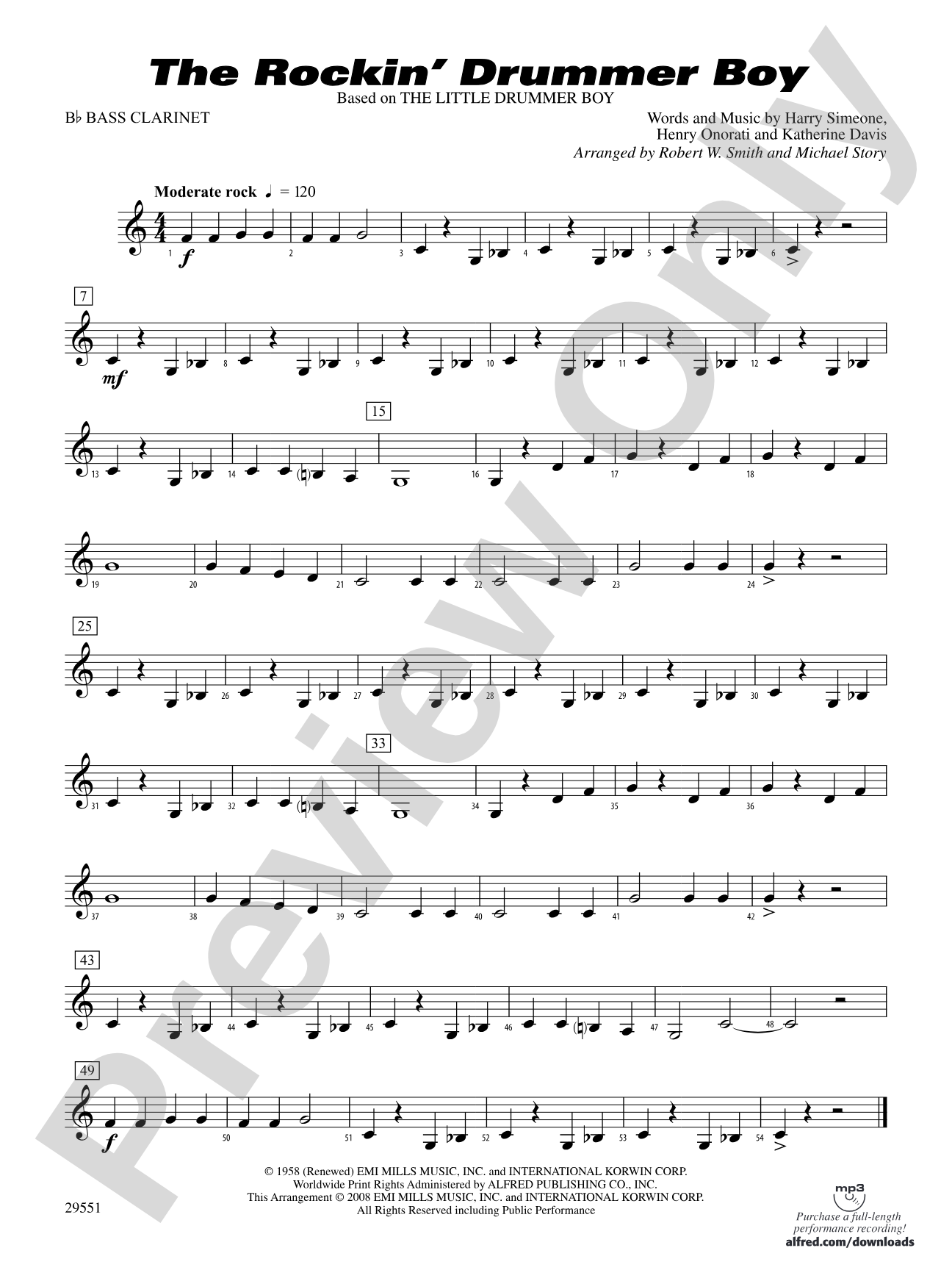 The Rockin' Drummer Boy: B-flat Bass Clarinet