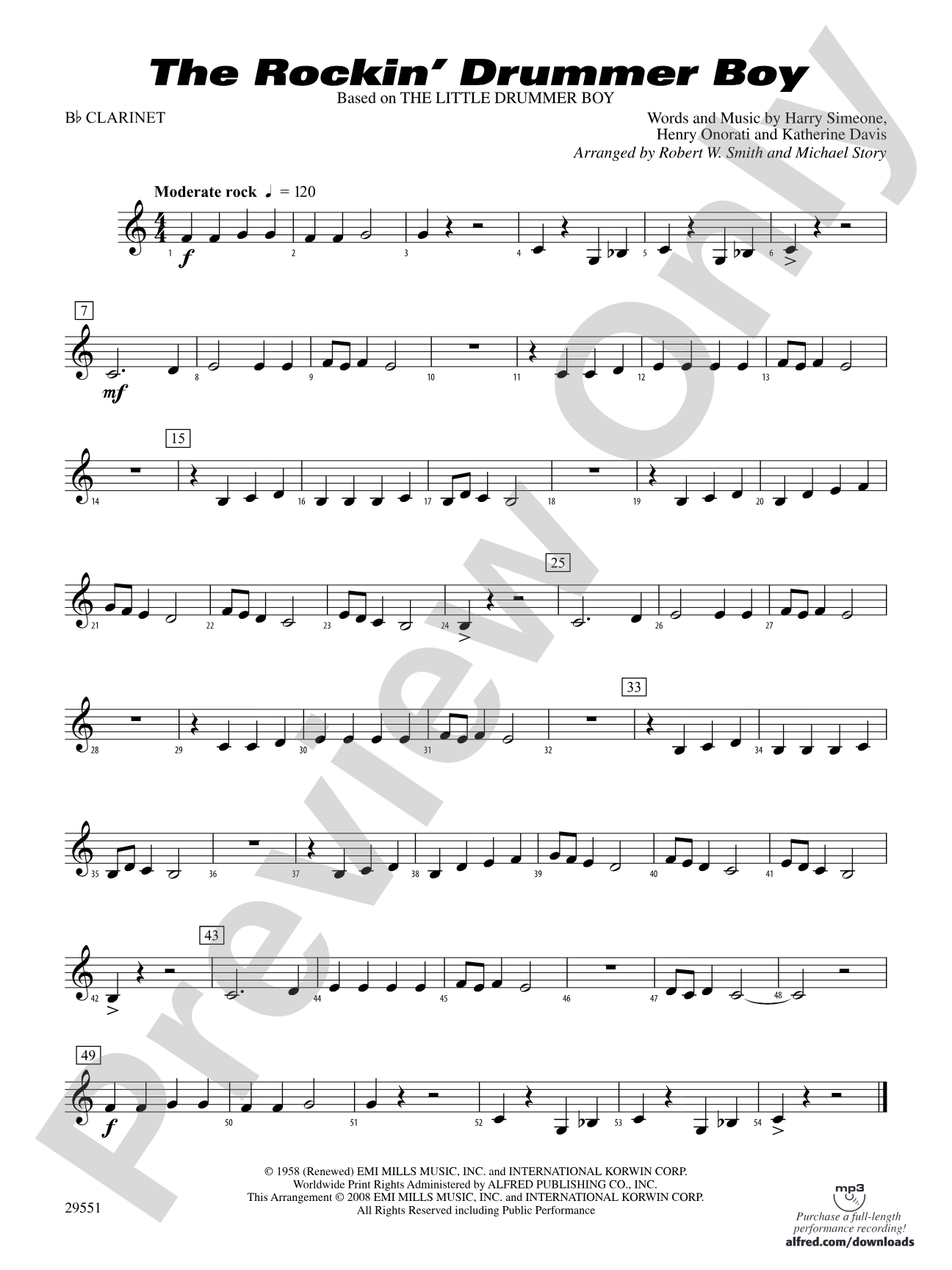 The Rockin' Drummer Boy: 1st B-flat Clarinet