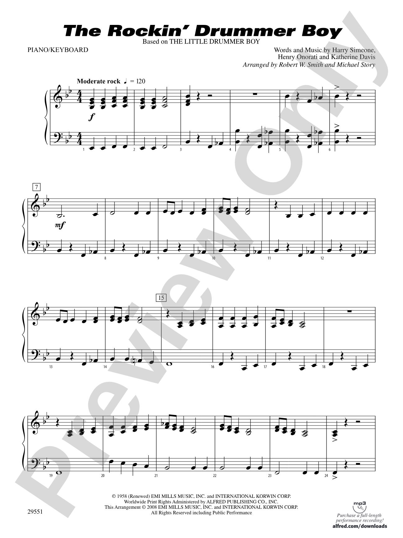 The Rockin' Drummer Boy: Piano Accompaniment