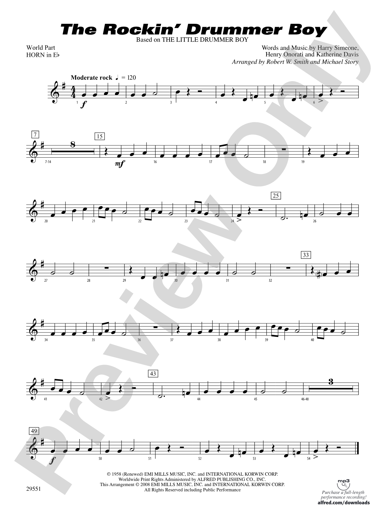 The Rockin' Drummer Boy: (wp) 1st Horn in E-flat