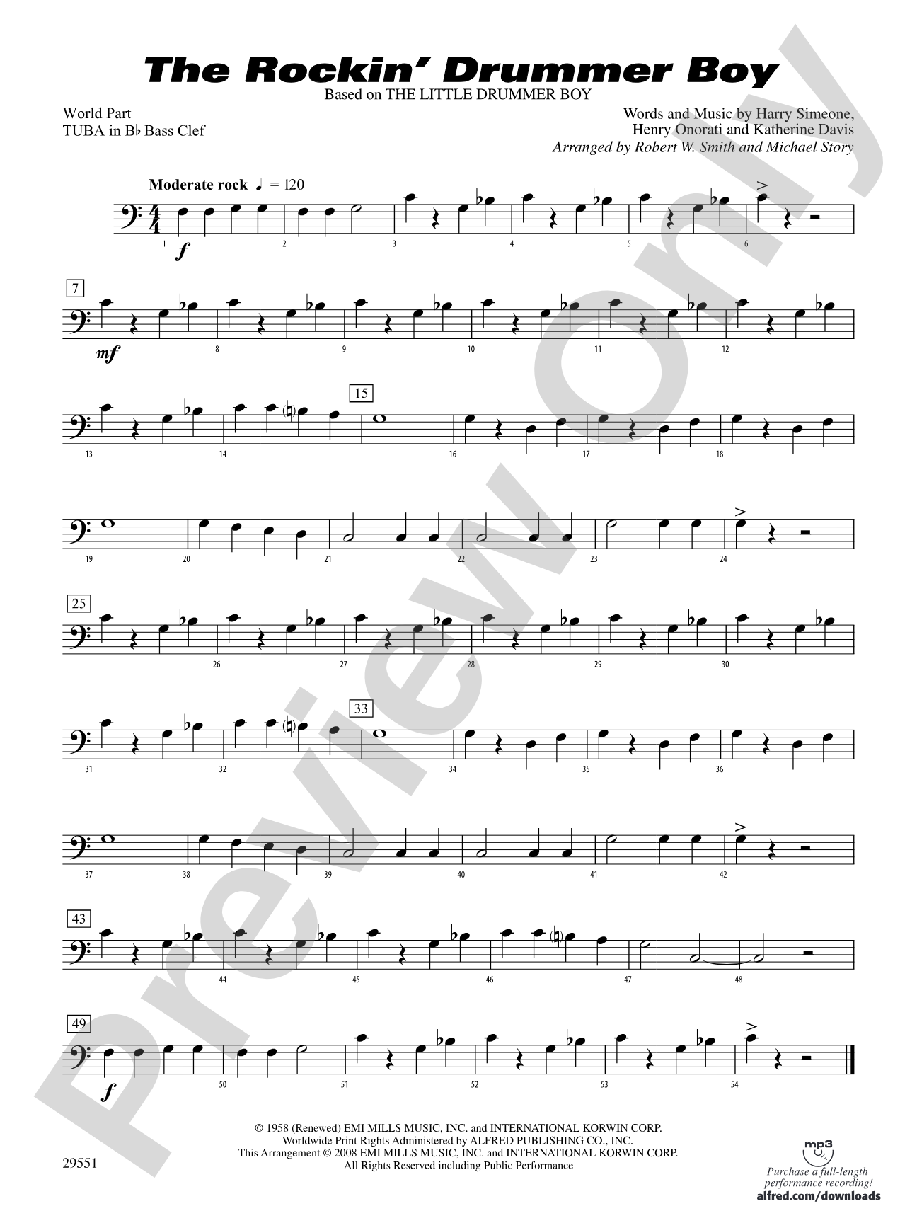 The Rockin' Drummer Boy: (wp) B-flat Tuba B.C.