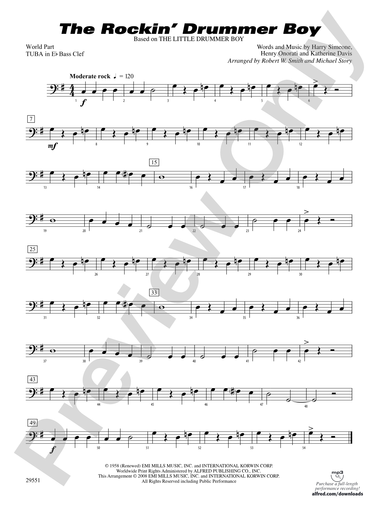 The Rockin' Drummer Boy: (wp) E-flat Tuba B.C.