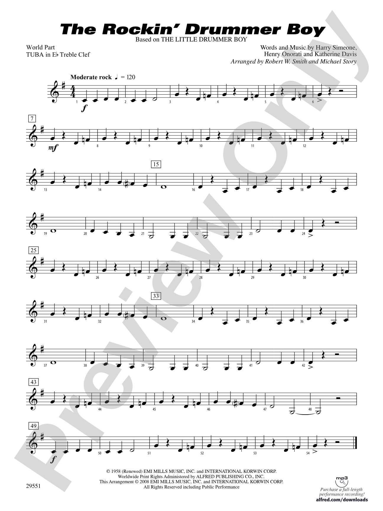 The Rockin' Drummer Boy: (wp) E-flat Tuba T.C.