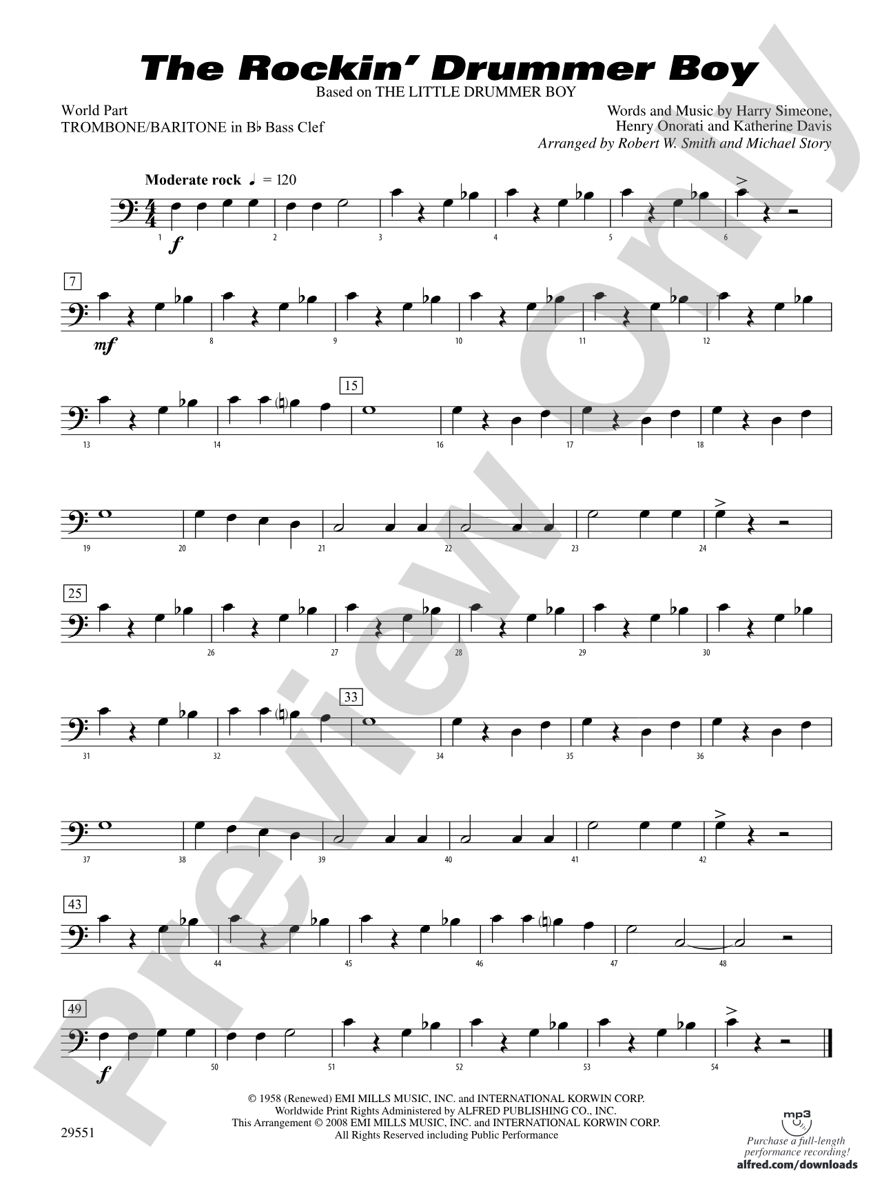 The Rockin' Drummer Boy: (wp) 1st B-flat Trombone B.C.