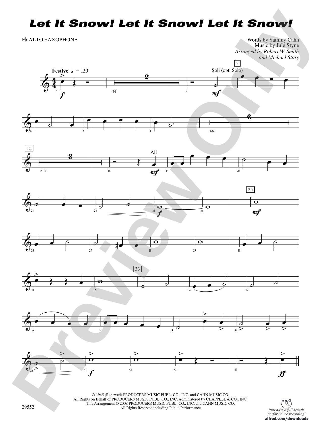 Let It Snow! Let It Snow! Let It Snow!: E-flat Alto Saxophone
