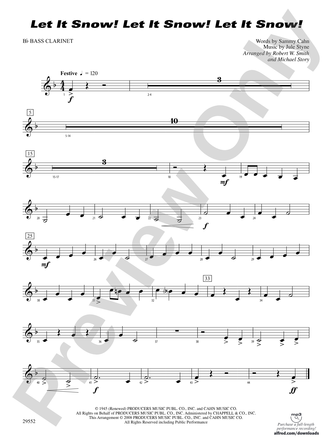Let It Snow! Let It Snow! Let It Snow!: B-flat Bass Clarinet