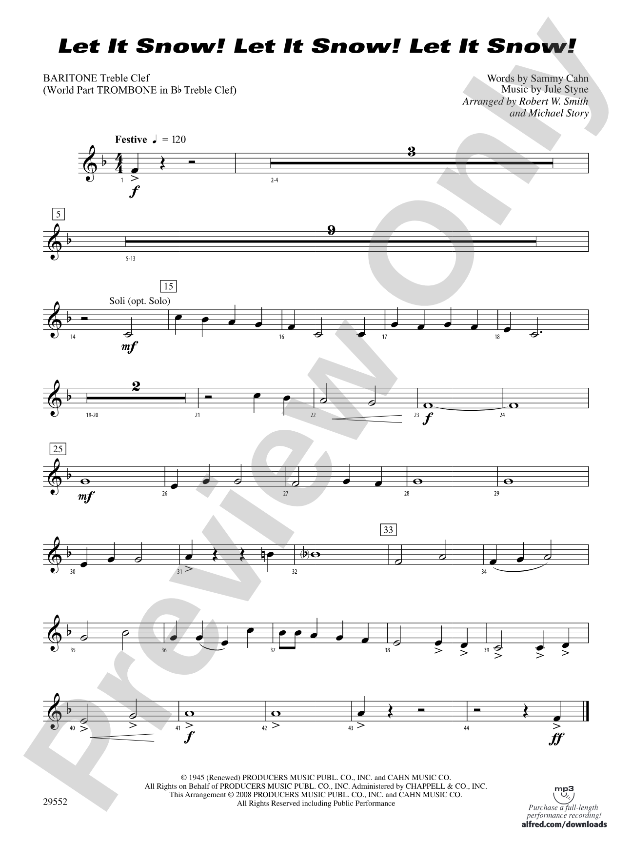 Let It Snow! Let It Snow! Let It Snow!: Baritone T.C.