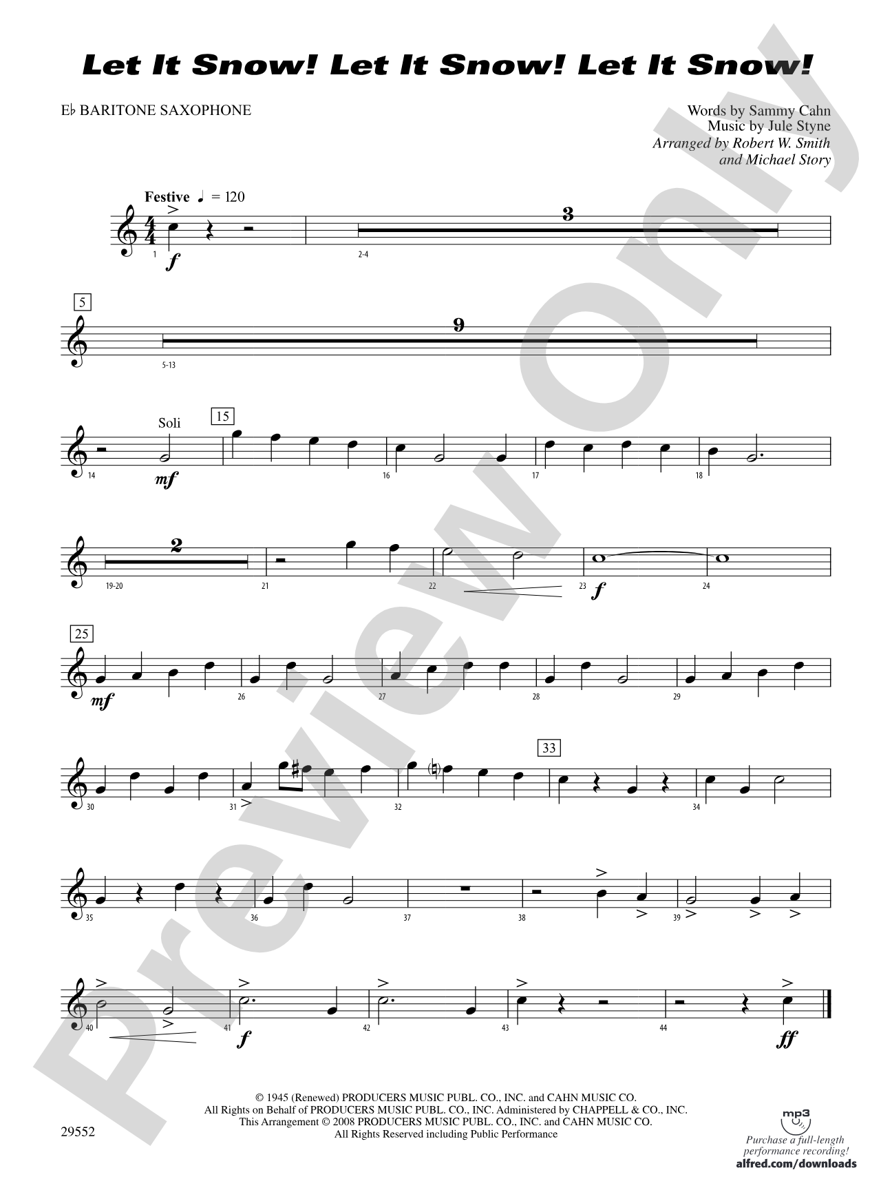 Let It Snow! Let It Snow! Let It Snow!: E-flat Baritone Saxophone