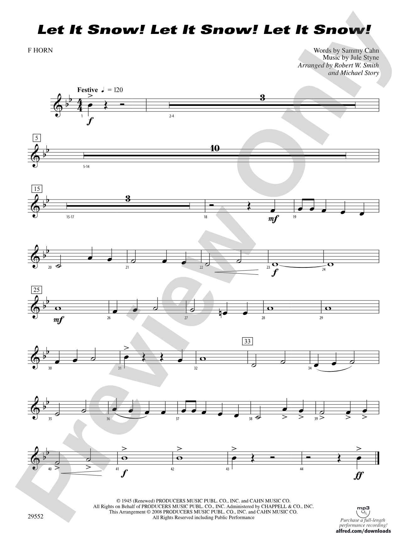 Let It Snow! Let It Snow! Let It Snow!: 1st F Horn