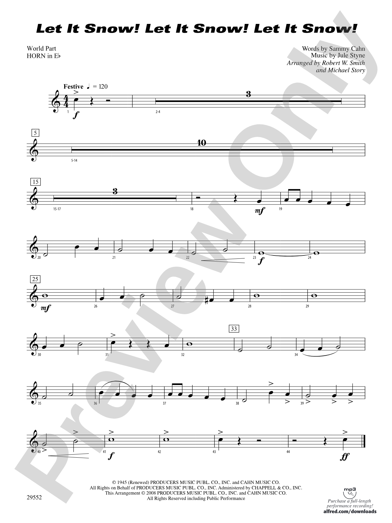 Let It Snow! Let It Snow! Let It Snow!: (wp) 1st Horn in E-flat