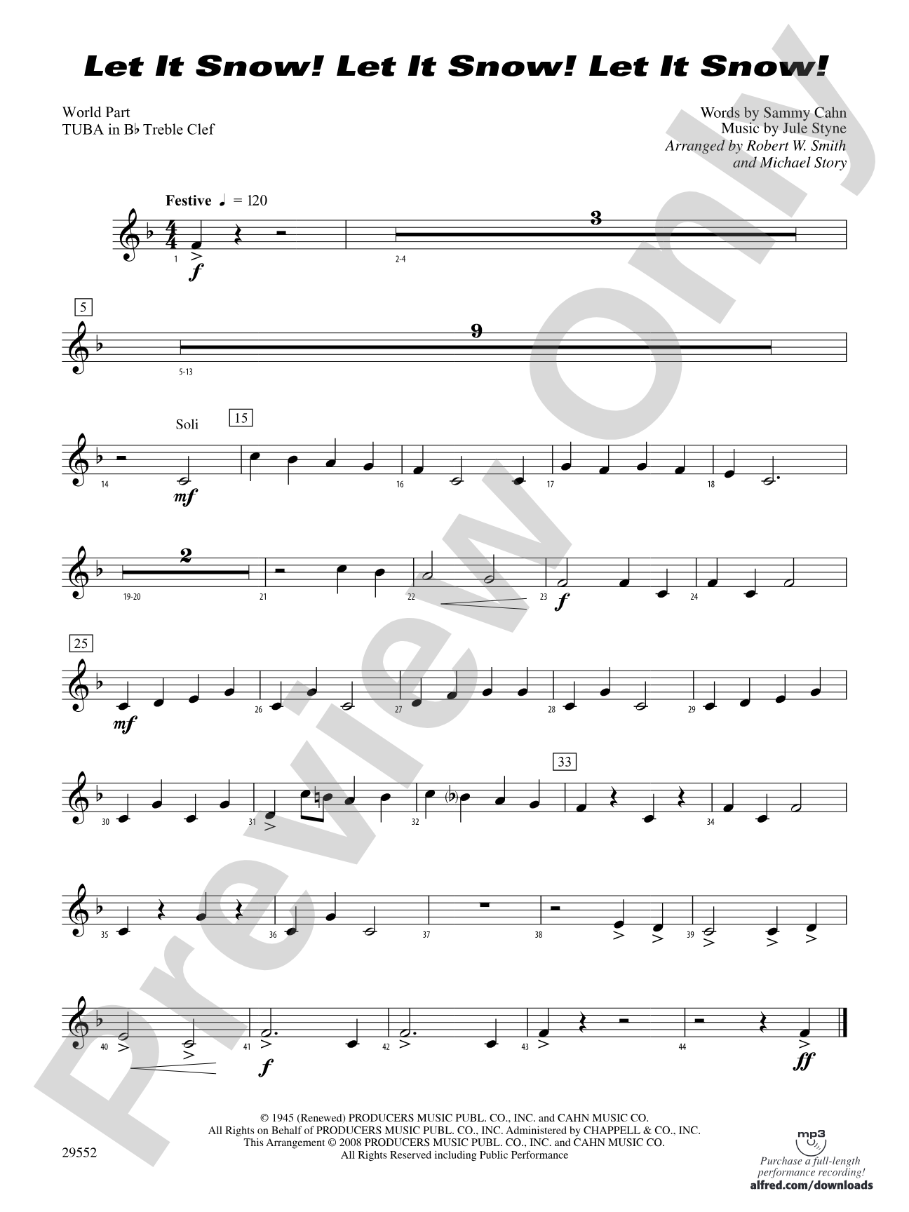 Let It Snow! Let It Snow! Let It Snow!: (wp) B-flat Tuba T.C.