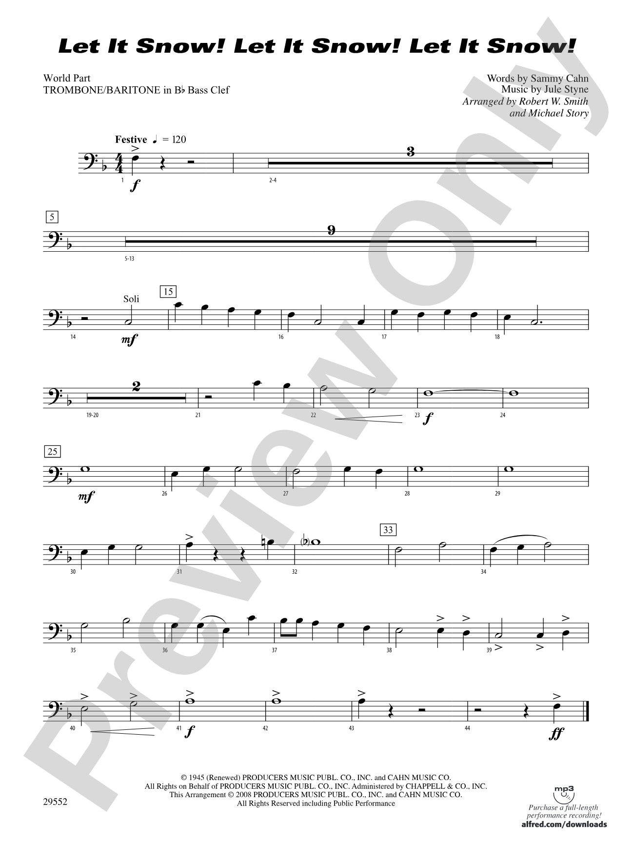 Let It Snow! Let It Snow! Let It Snow!: (wp) 1st B-flat Trombone B.C.