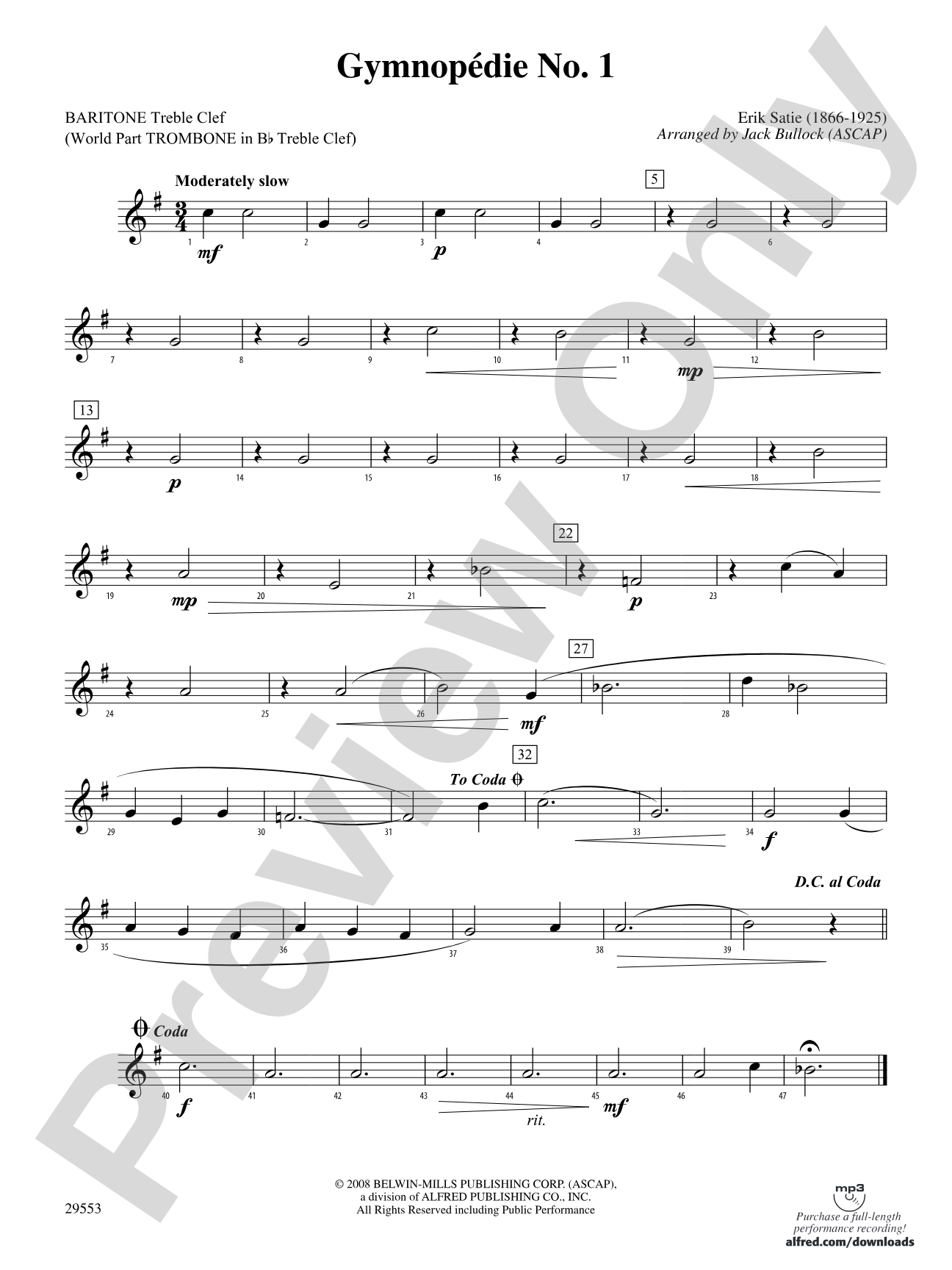 Gymnopedie No. 1: Baritone T.C.