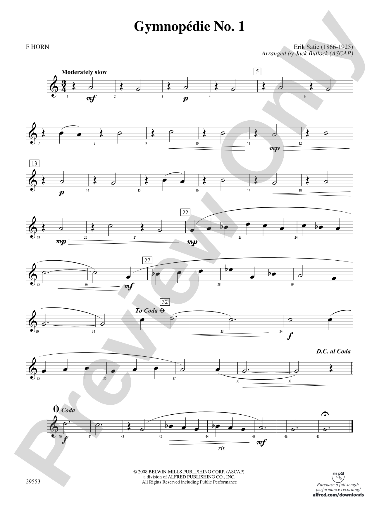 Gymnopedie No. 1: 1st F Horn