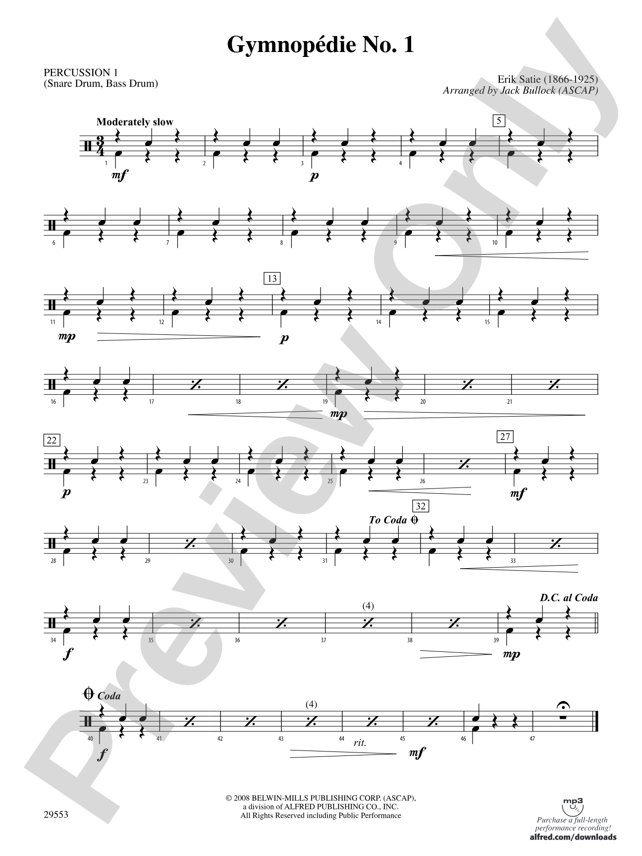 Gymnopedie No. 1: 1st Percussion