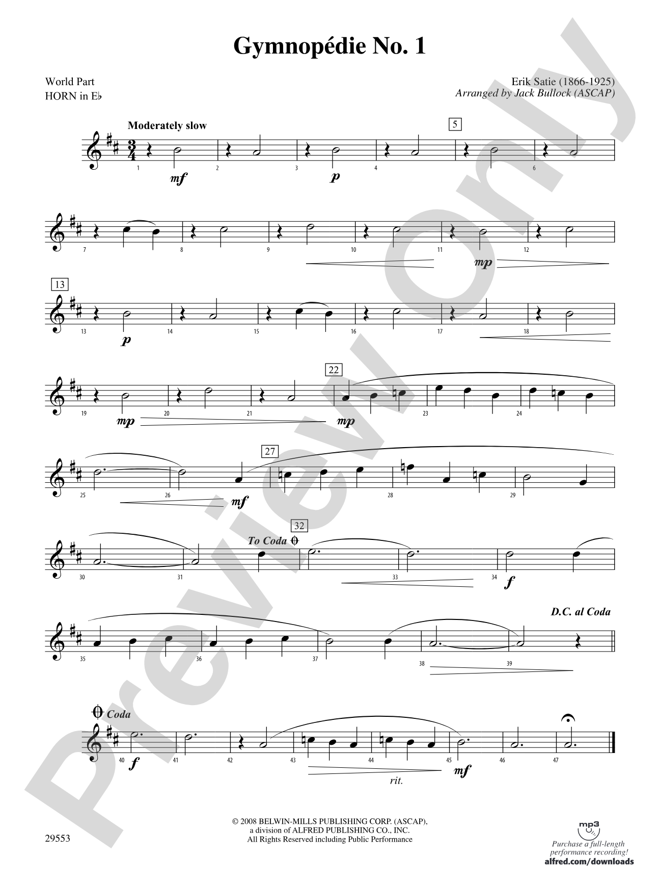 Gymnopedie No. 1: (wp) 1st Horn in E-flat
