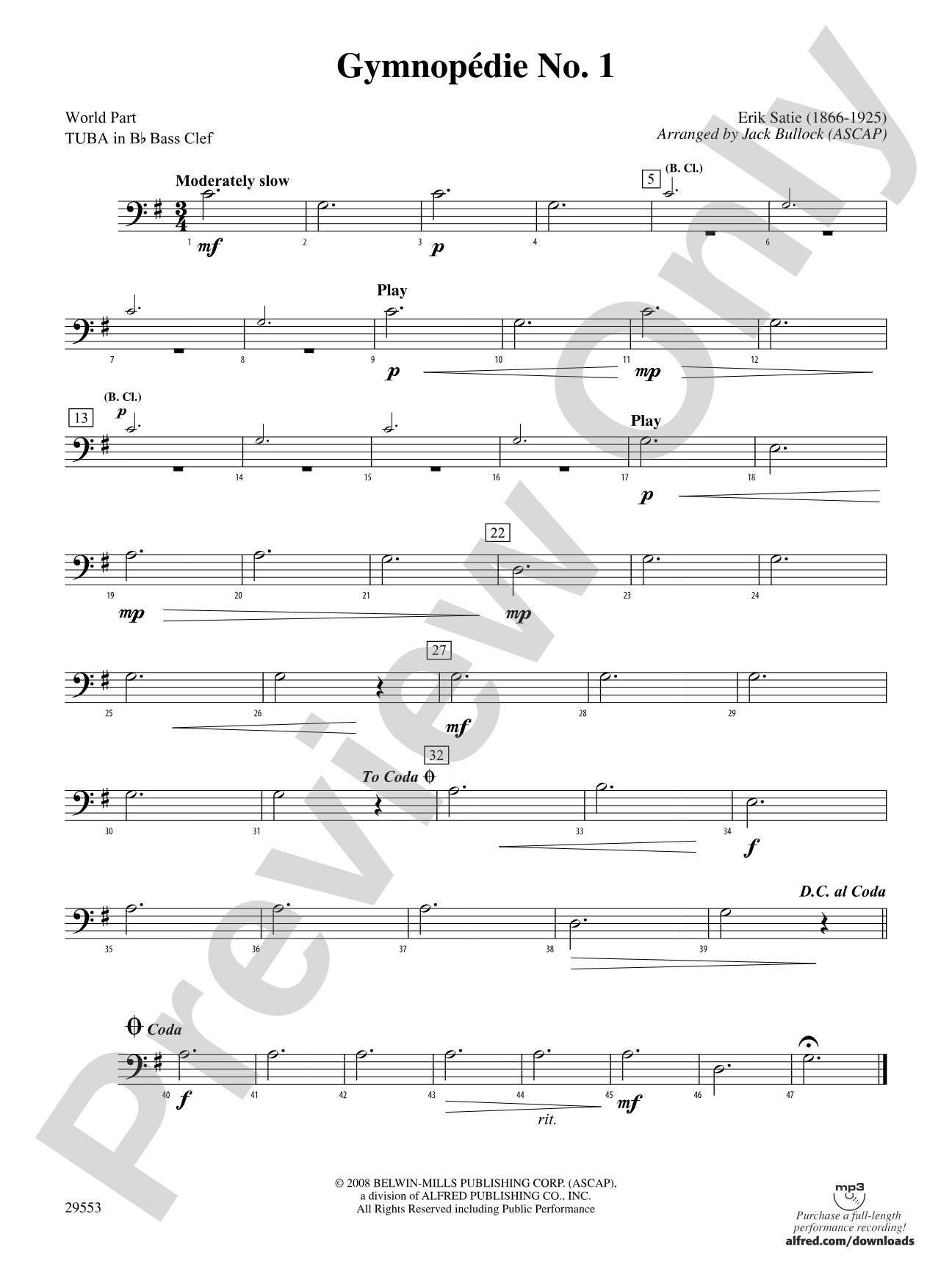 Gymnopedie No. 1: (wp) B-flat Tuba B.C.