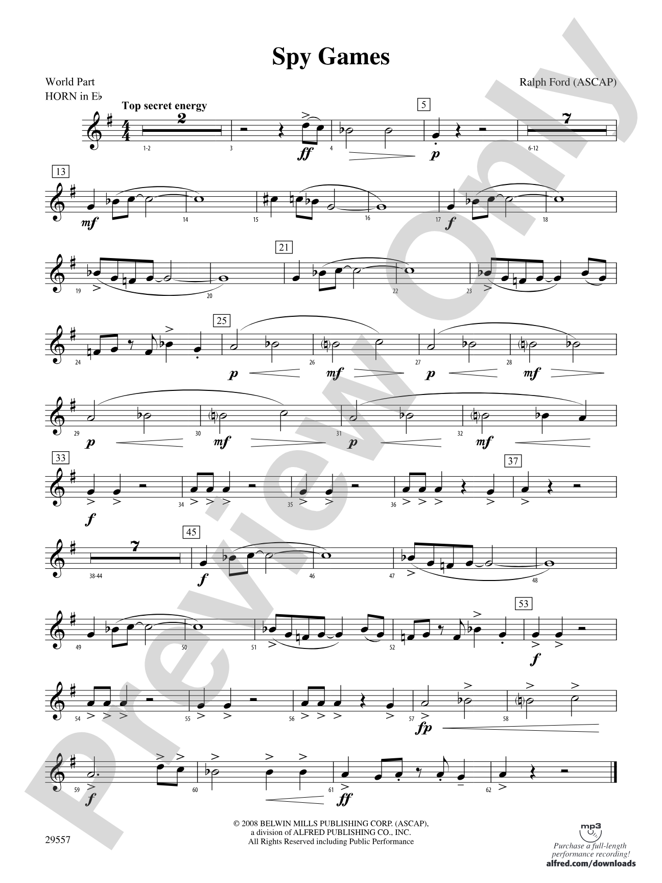 Spy Games: (wp) 1st Horn in E-flat