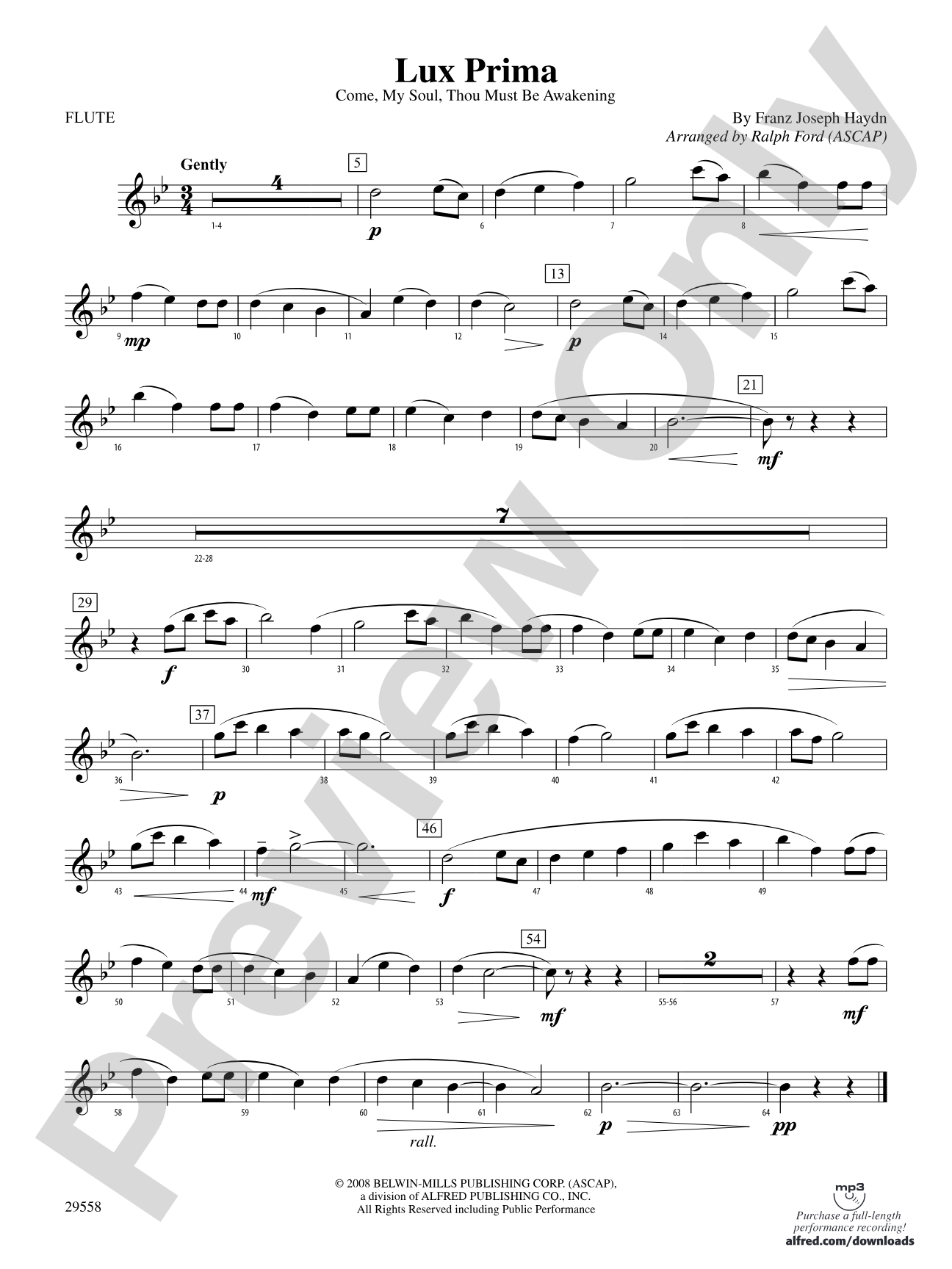 Lux Prima (Come, My Soul, Thou Must Be Awakening): Flute