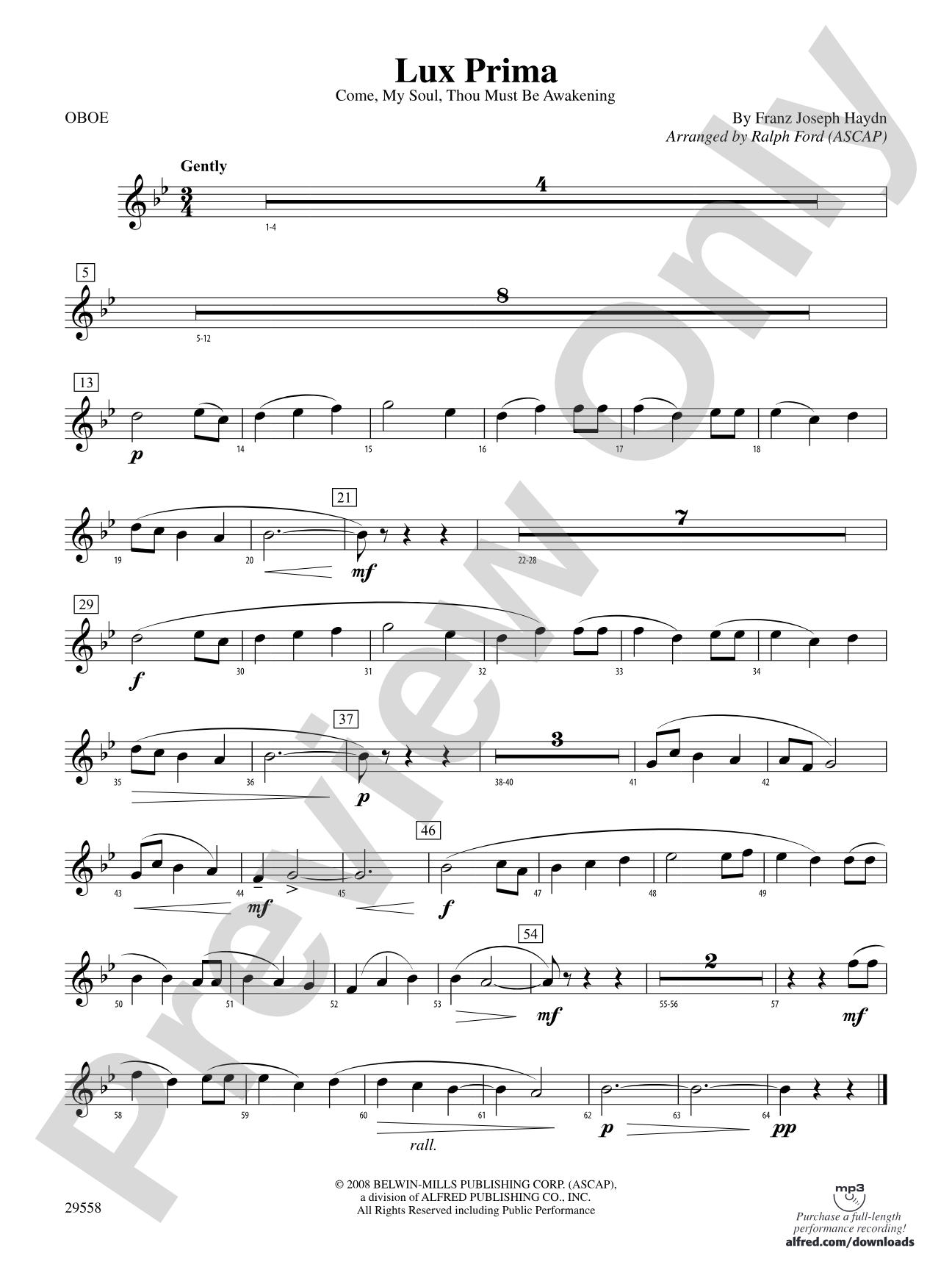 Lux Prima (Come, My Soul, Thou Must Be Awakening): Oboe