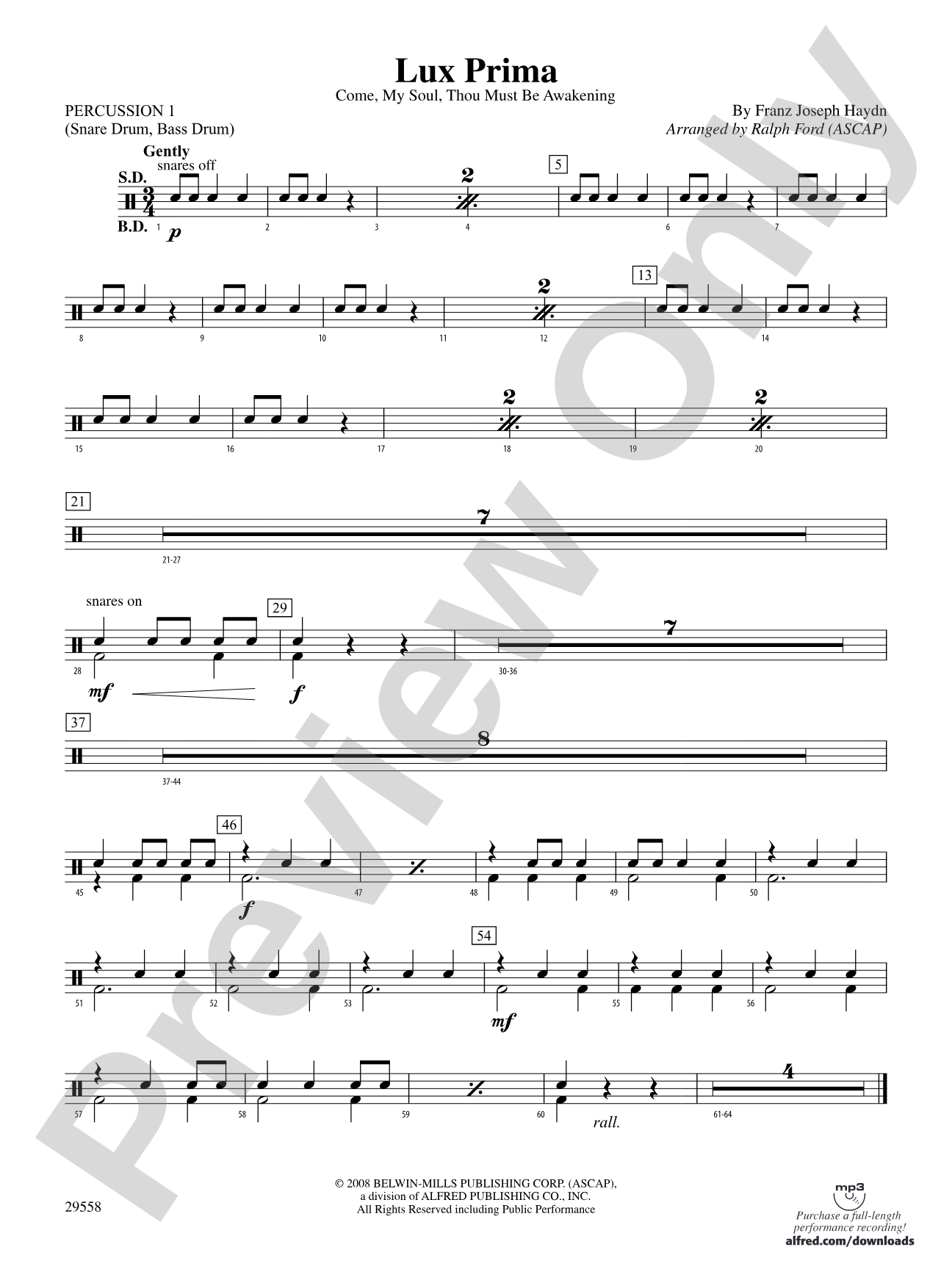 Lux Prima (Come, My Soul, Thou Must Be Awakening): 1st Percussion