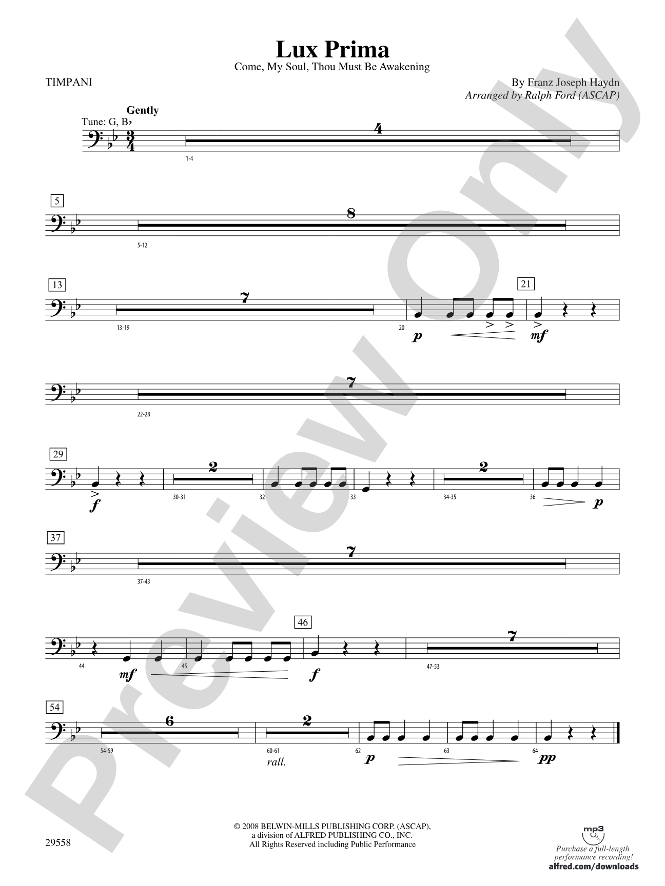Lux Prima (Come, My Soul, Thou Must Be Awakening): Timpani
