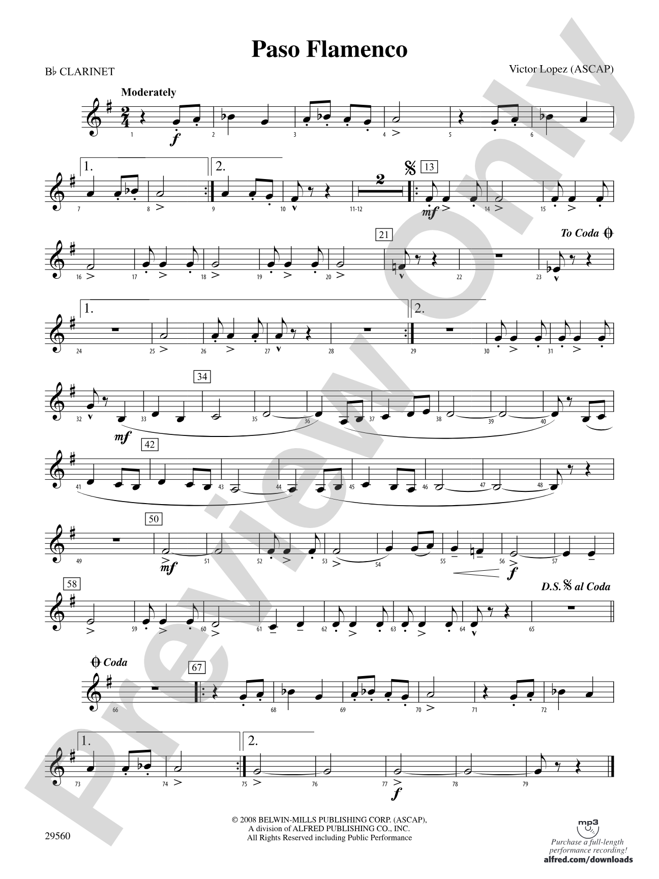 Paso Flamenco: 1st B-flat Clarinet