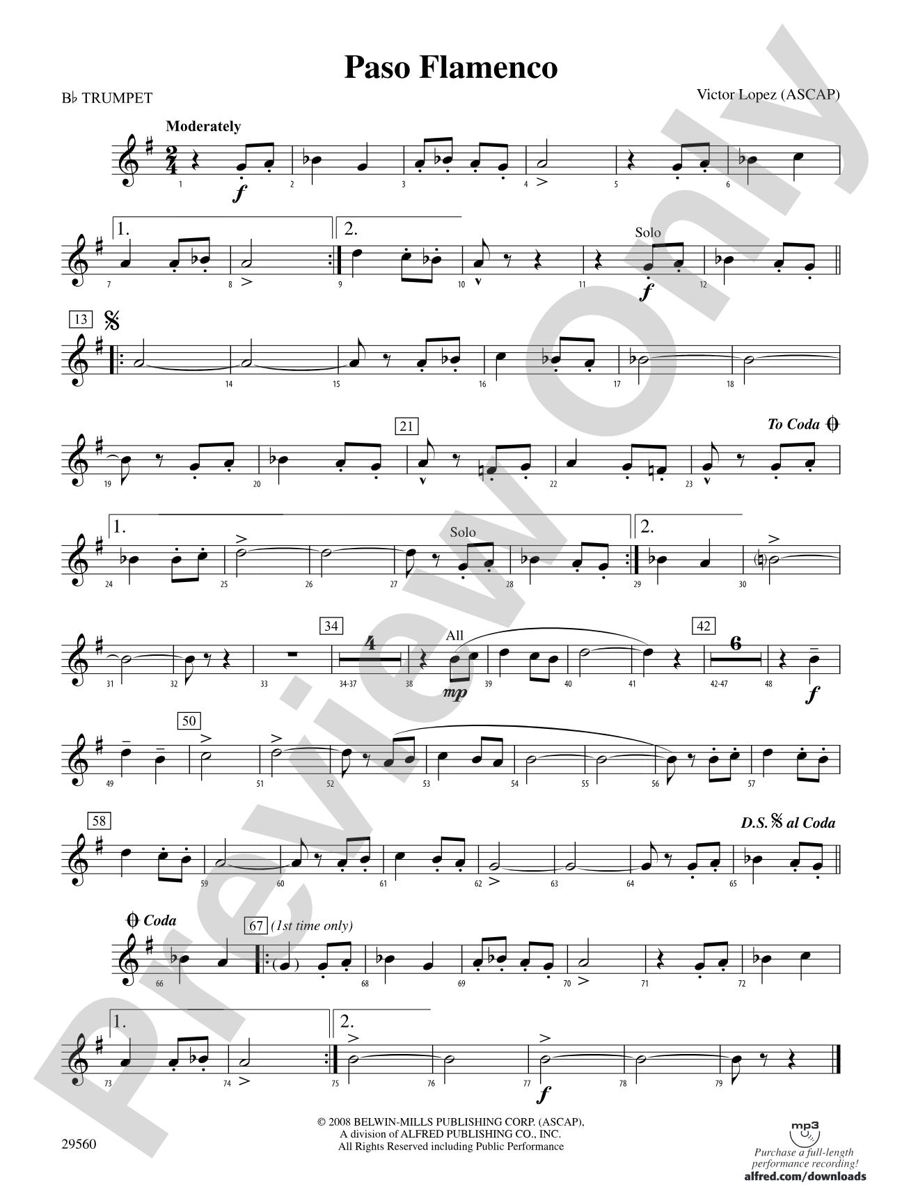 Paso Flamenco: 1st B-flat Trumpet