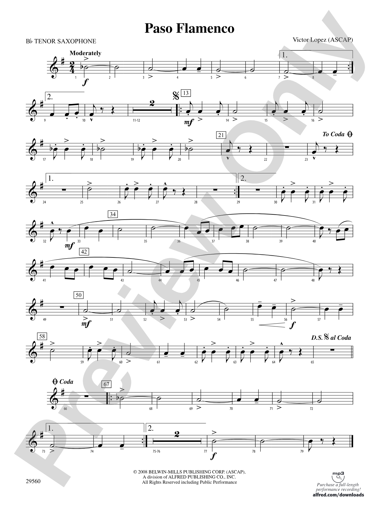 Paso Flamenco: B-flat Tenor Saxophone