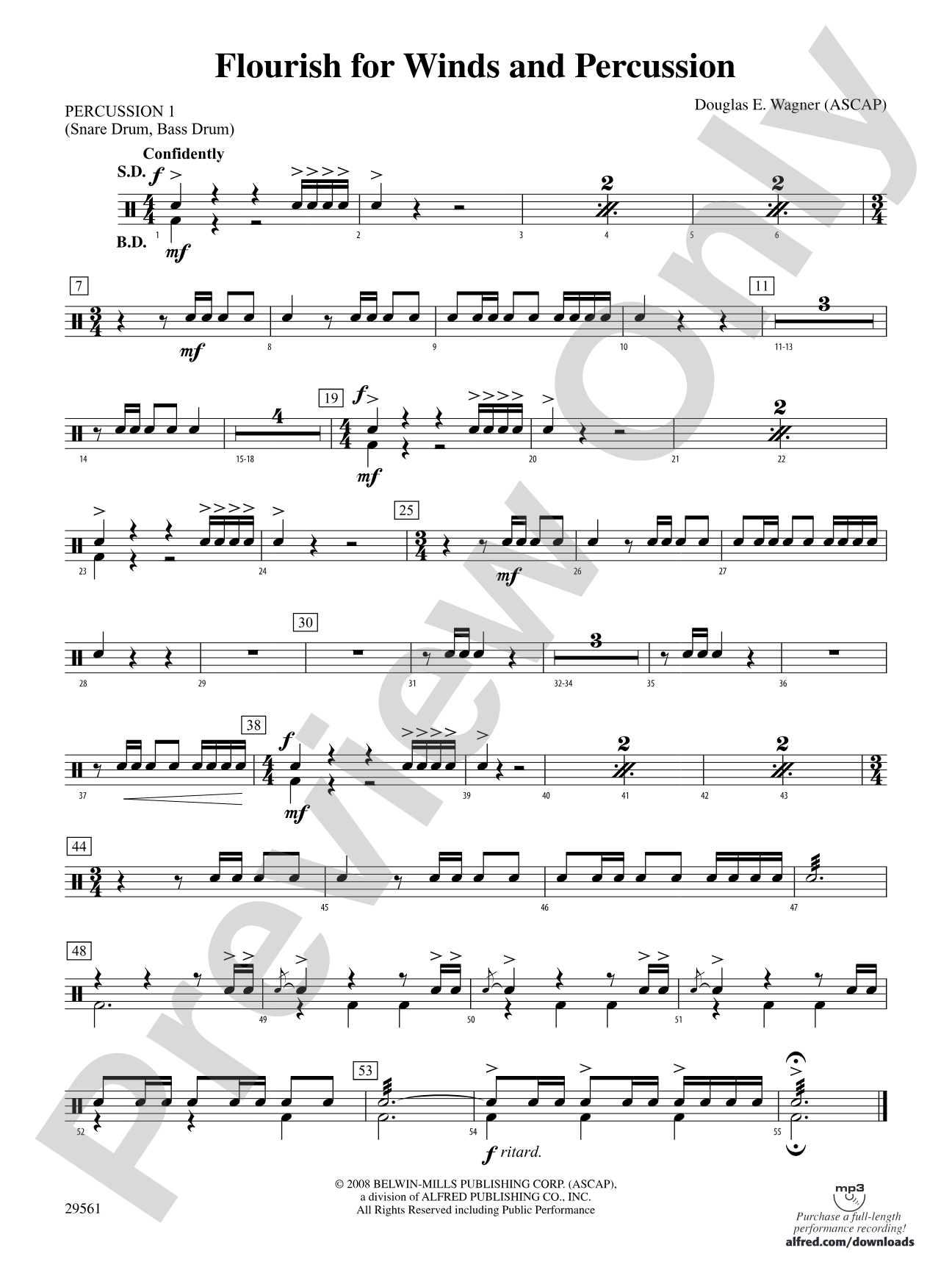 Flourish for Winds and Percussion: 1st Percussion