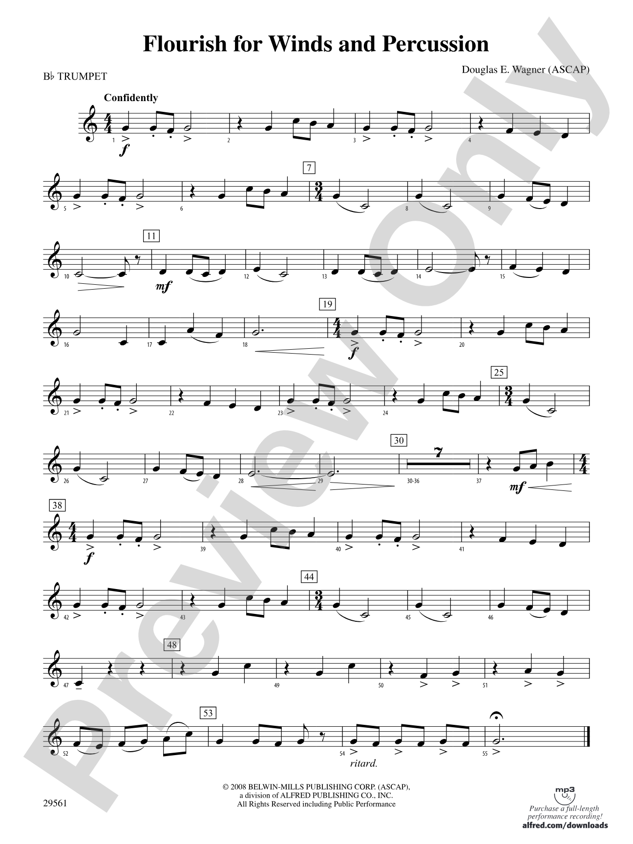 Flourish for Winds and Percussion: 1st B-flat Trumpet