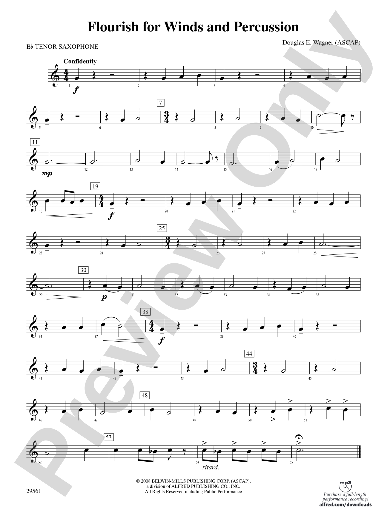 Flourish for Winds and Percussion: B-flat Tenor Saxophone