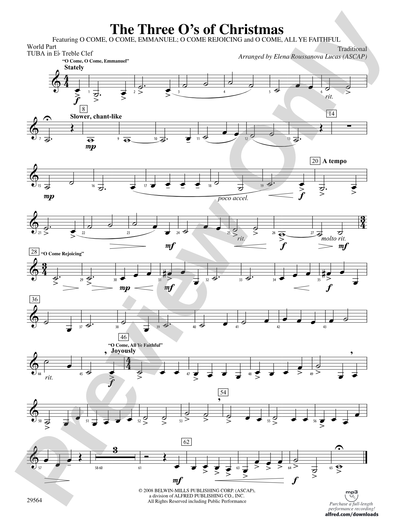 The Three O's of Christmas: (wp) E-flat Tuba T.C.