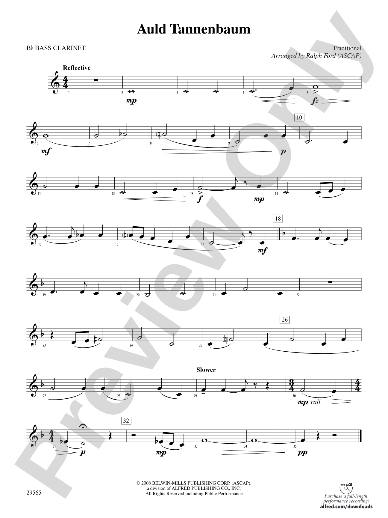 Auld Tannenbaum: B-flat Bass Clarinet