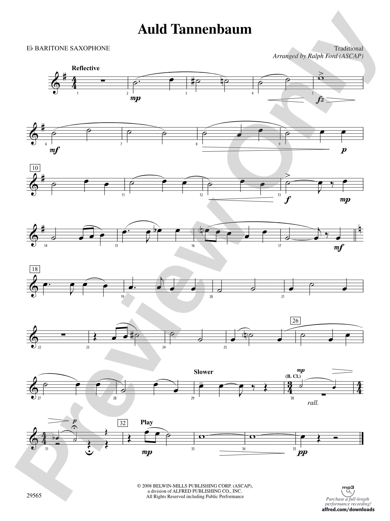 Auld Tannenbaum: E-flat Baritone Saxophone