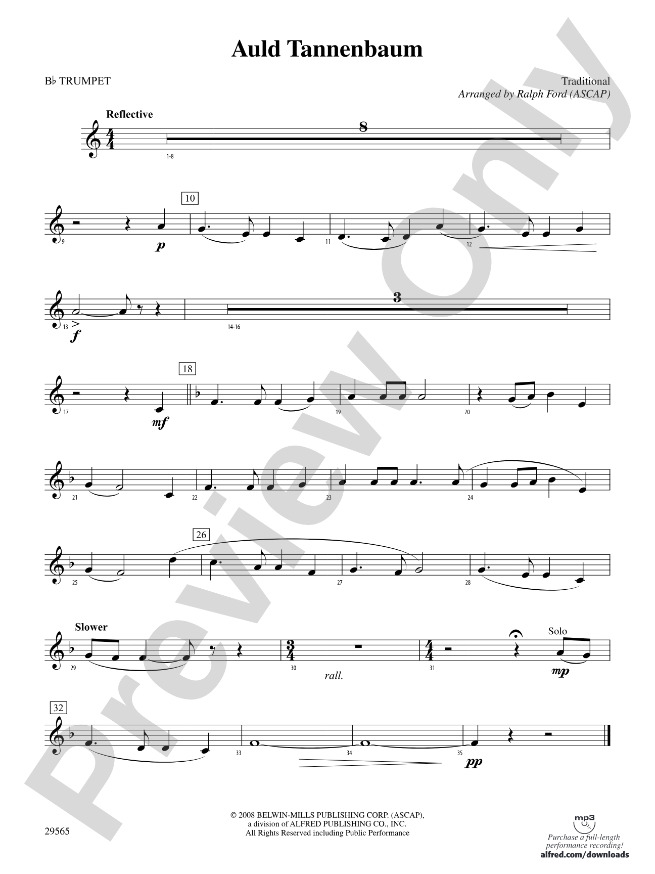 Auld Tannenbaum: 1st B-flat Trumpet