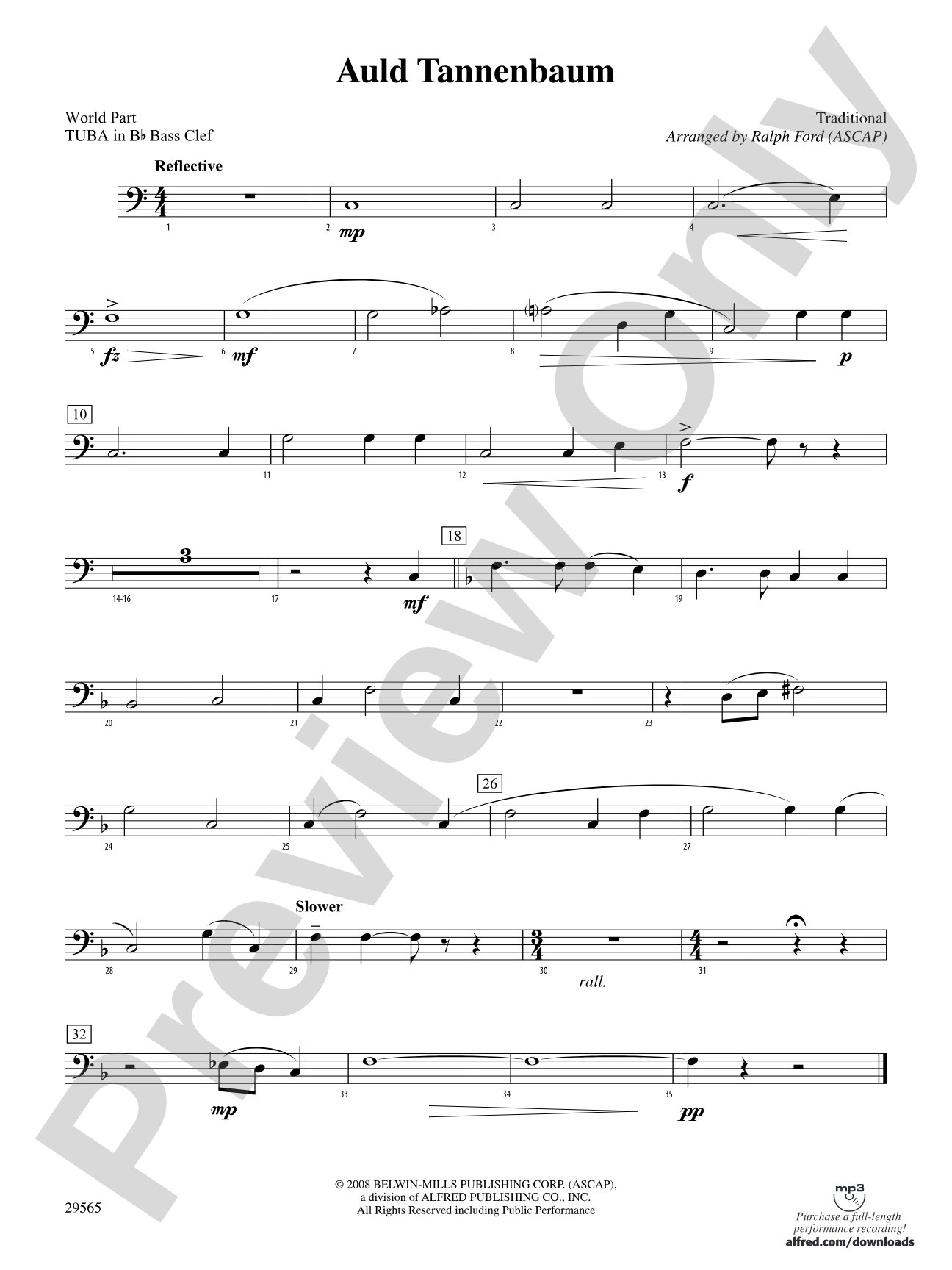 Auld Tannenbaum: (wp) B-flat Tuba B.C.