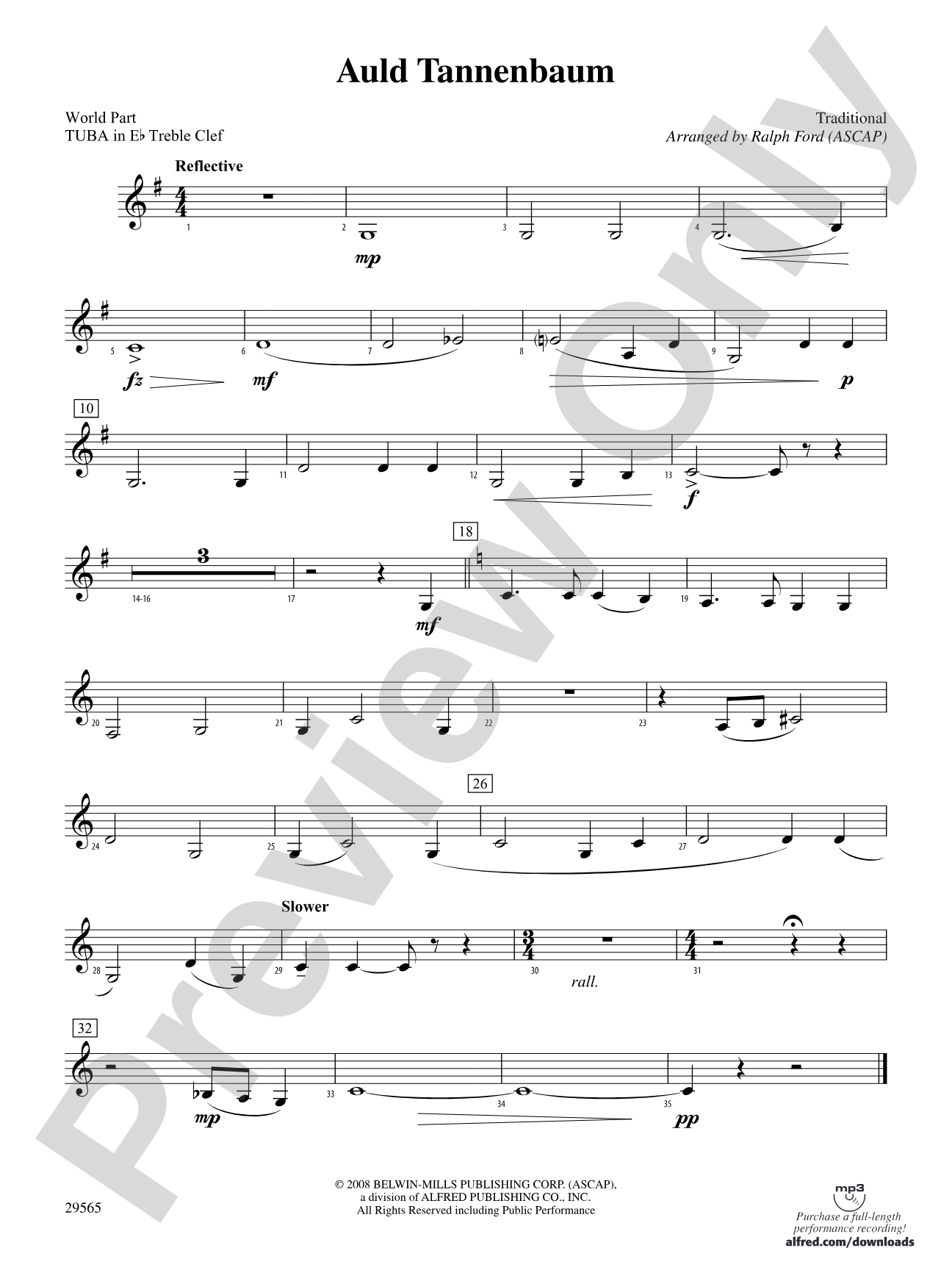 Auld Tannenbaum: (wp) E-flat Tuba T.C.