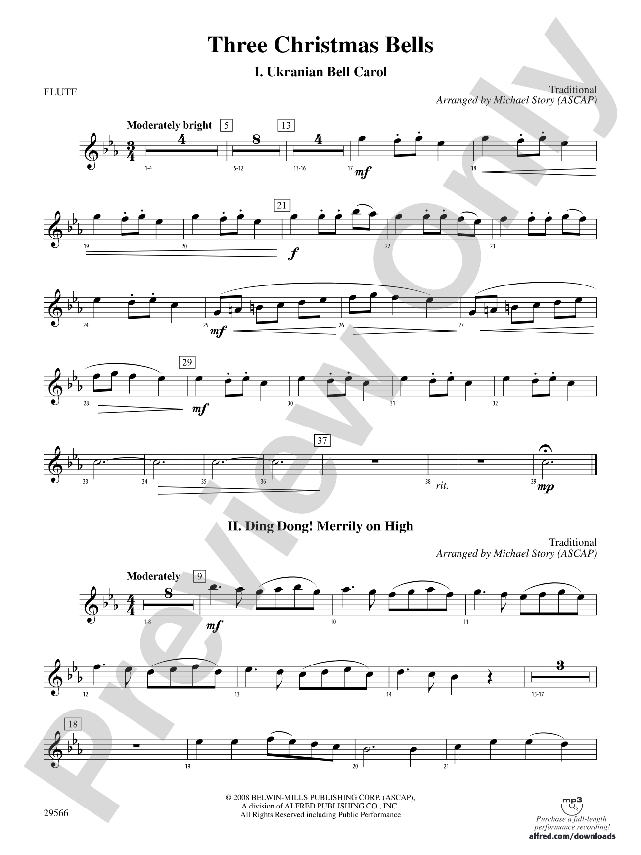 Three Christmas Bells (I. Ukranian Bell Carol, II. Ding Dong! Merrily on High, III. Jingle Bells): Flute