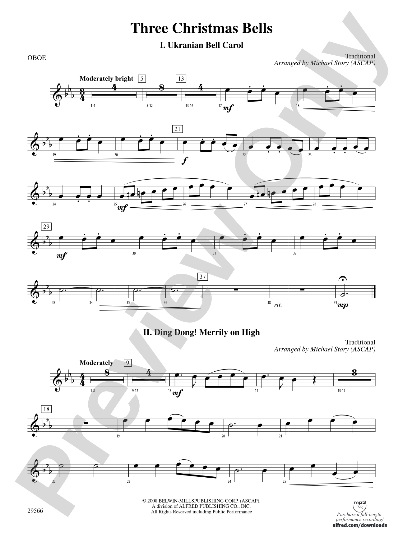 Three Christmas Bells (I. Ukranian Bell Carol, II. Ding Dong! Merrily on High, III. Jingle Bells): Oboe