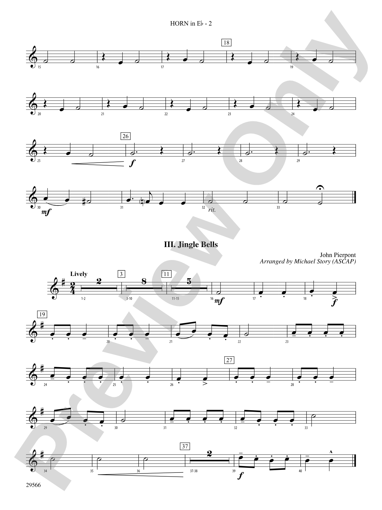 Three Christmas Bells (I. Ukranian Bell Carol, II. Ding Dong! Merrily on High, III. Jingle Bells): (wp) 1st Horn in E-flat