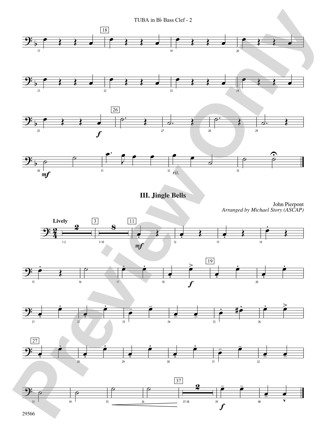 Three Christmas Bells (I. Ukranian Bell Carol, II. Ding Dong! Merrily on High, III. Jingle Bells): (wp) B-flat Tuba B.C.