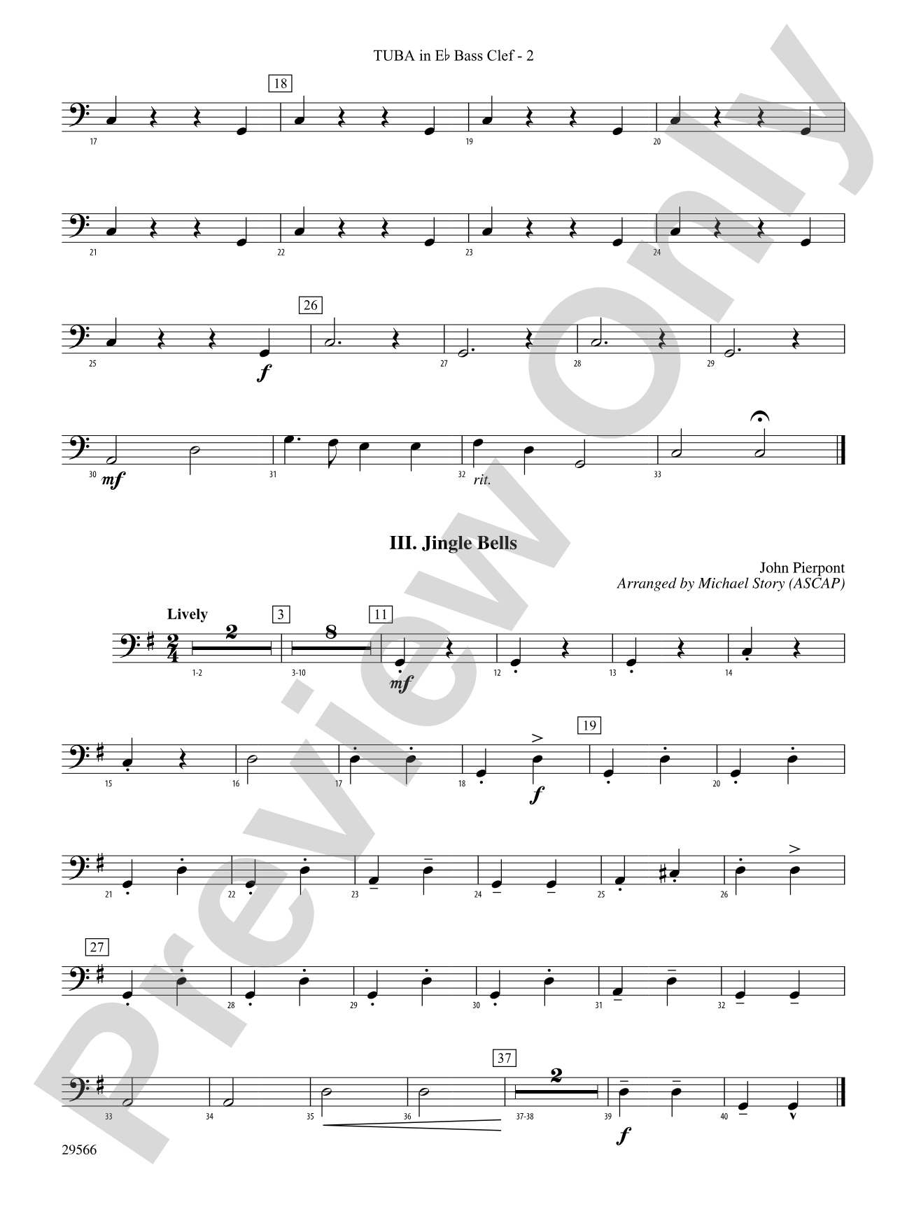 Three Christmas Bells (I. Ukranian Bell Carol, II. Ding Dong! Merrily on High, III. Jingle Bells): (wp) E-flat Tuba B.C.