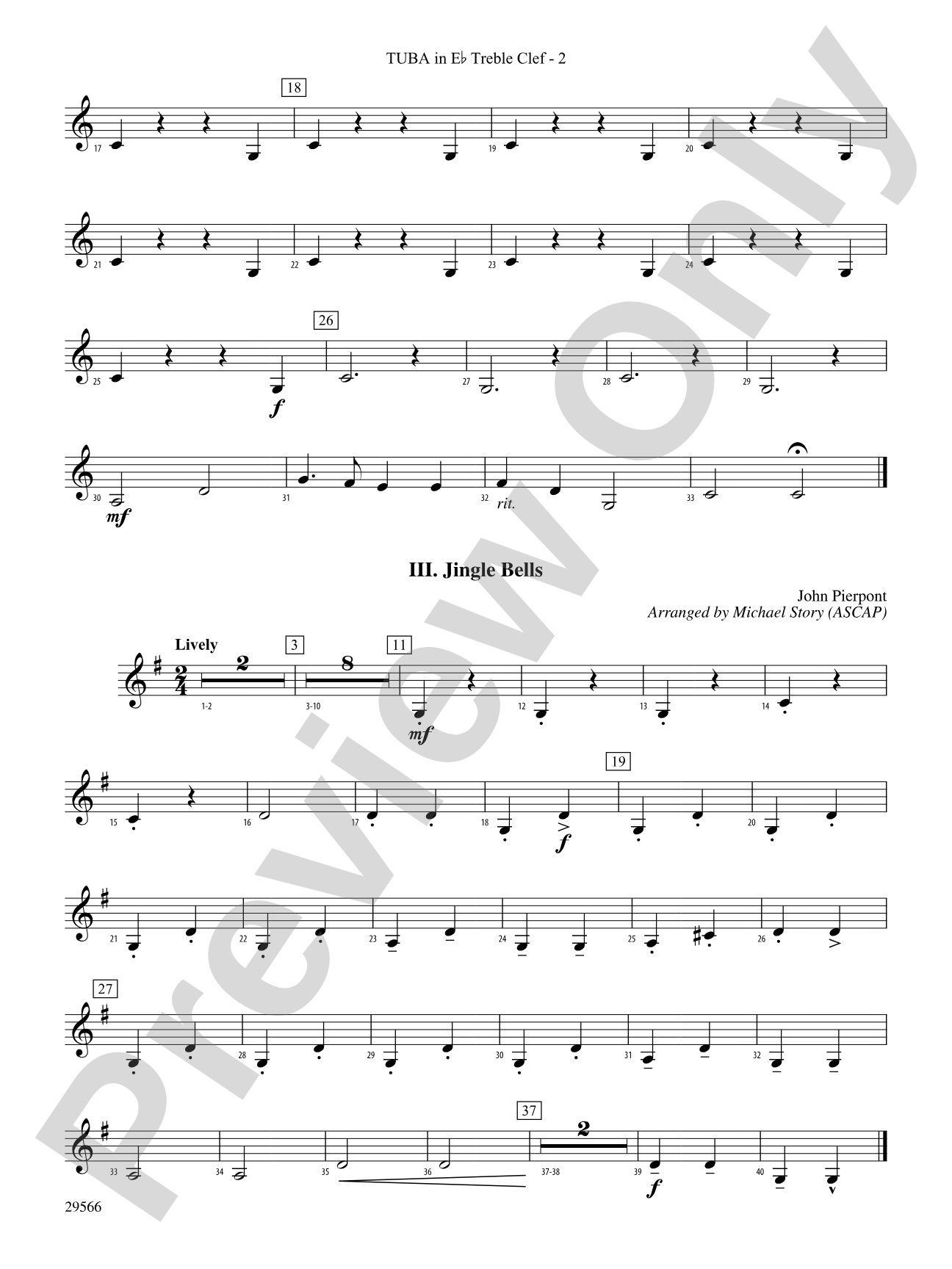 Three Christmas Bells (I. Ukranian Bell Carol, II. Ding Dong! Merrily on High, III. Jingle Bells): (wp) E-flat Tuba T.C.